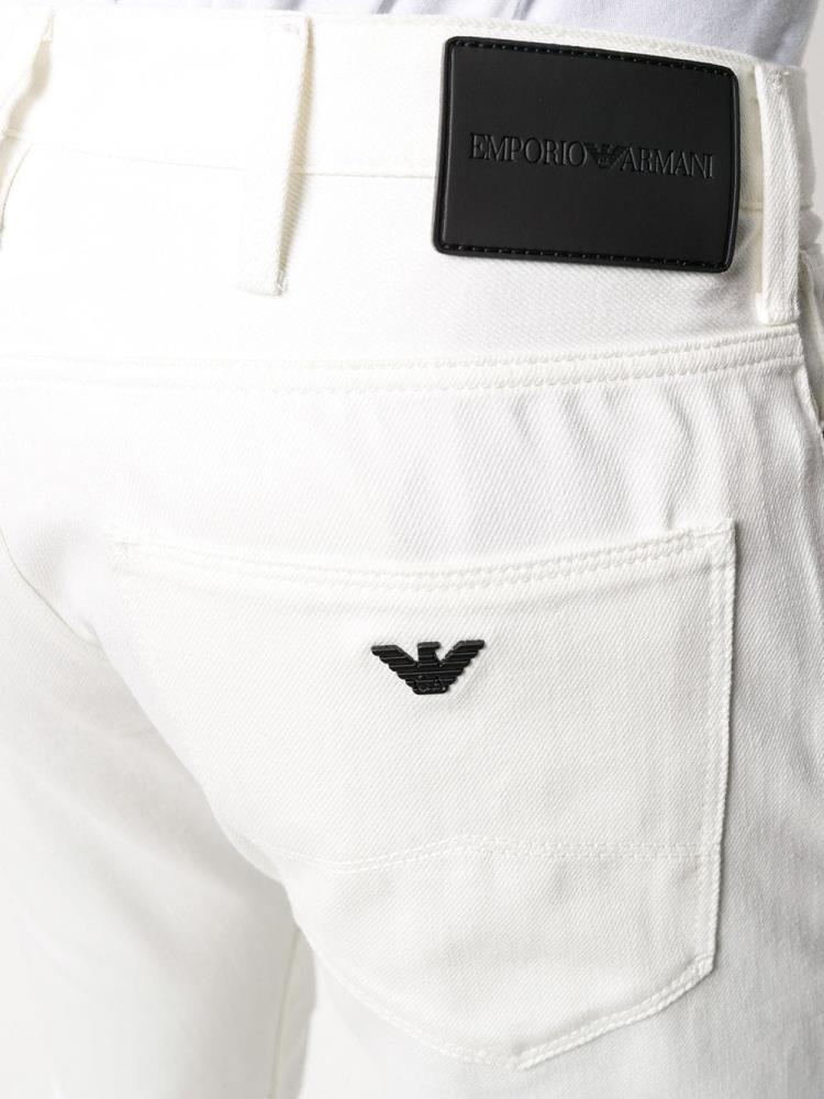 Armani Emporio Armani Logo Plaque Straight Leg Kavbojke Moški Bele | H0B4LFLE