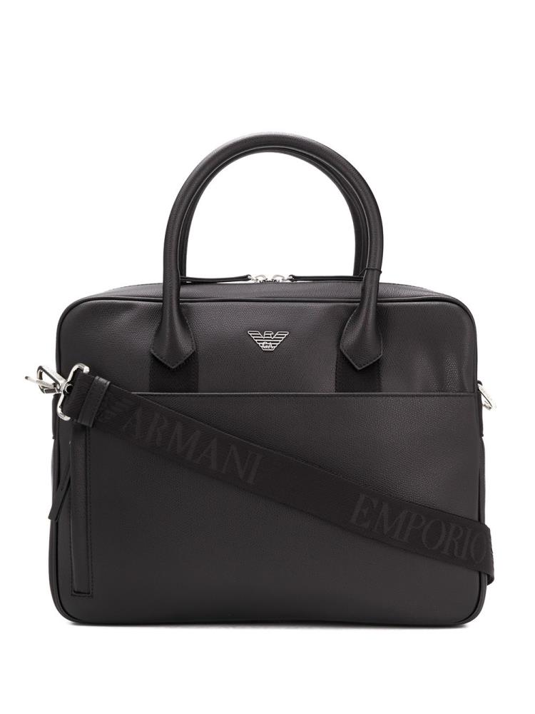 Armani Emporio Armani Logo Plaque Zipped Aktovka Moški Črne | CRLHZJXA