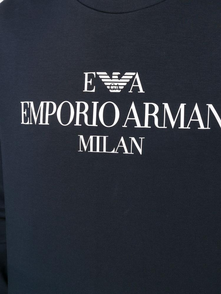 Armani Emporio Armani Logo Print Crew Neck Športni Puloverji Moški Modre | 18RTV9TK