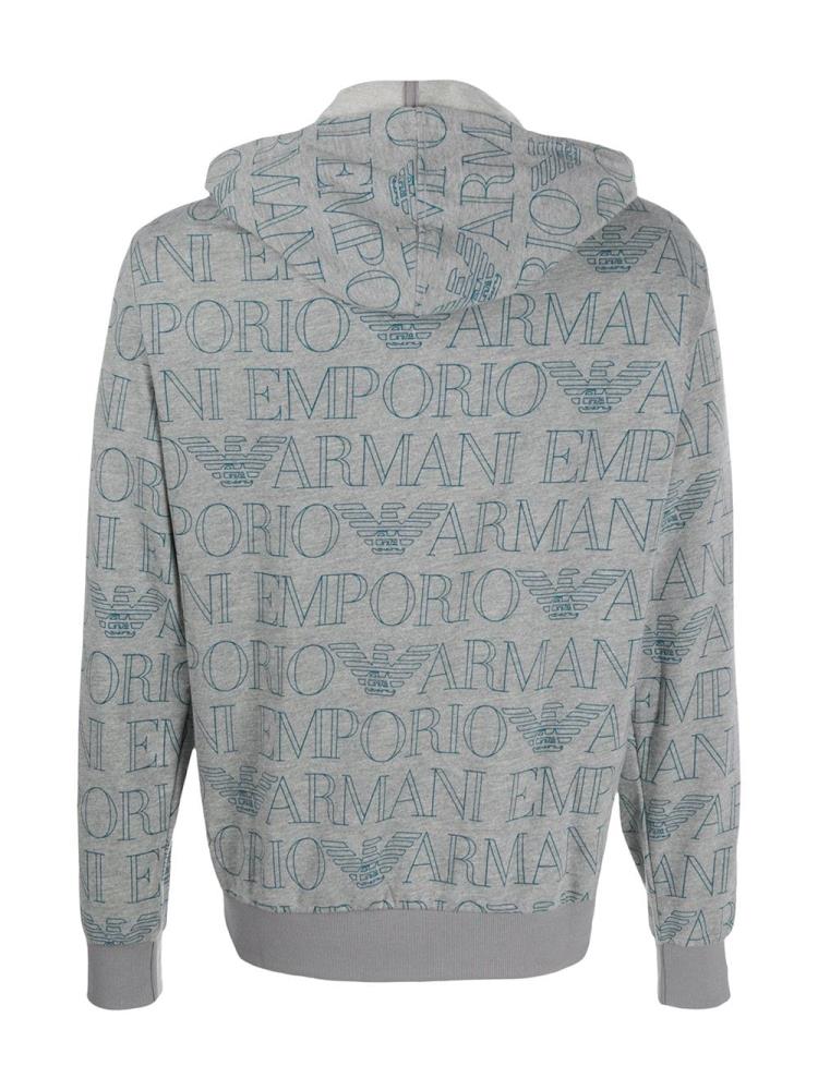 Armani Emporio Armani Logo Print Puloverji S Kapuco Moški Sive | 8LQGJ1BL