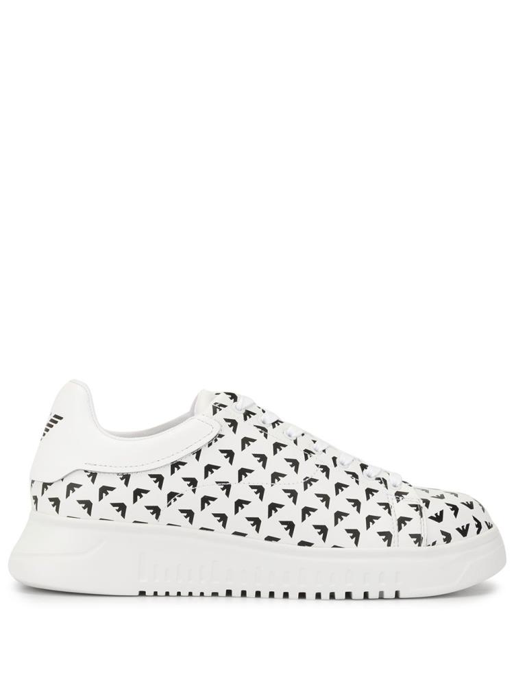 Armani Emporio Armani Logo Print Low Top Superge Moški Bele Črne | UQZS06IM