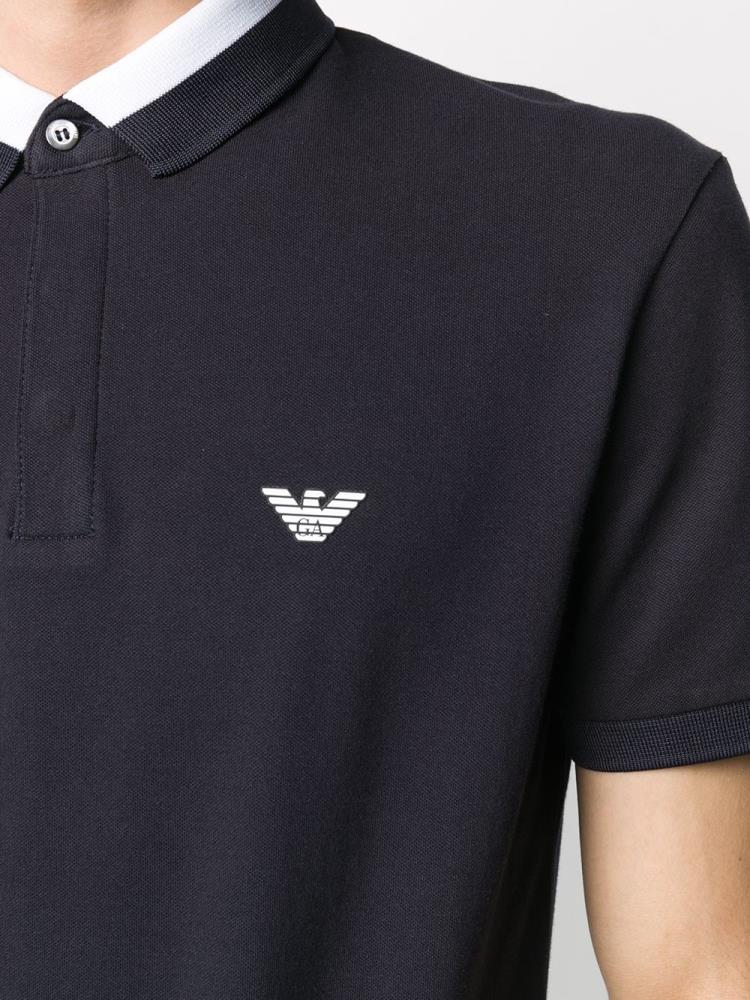 Armani Emporio Armani Logo Print Polo Majice Moški Modre | GH9SO7DZ