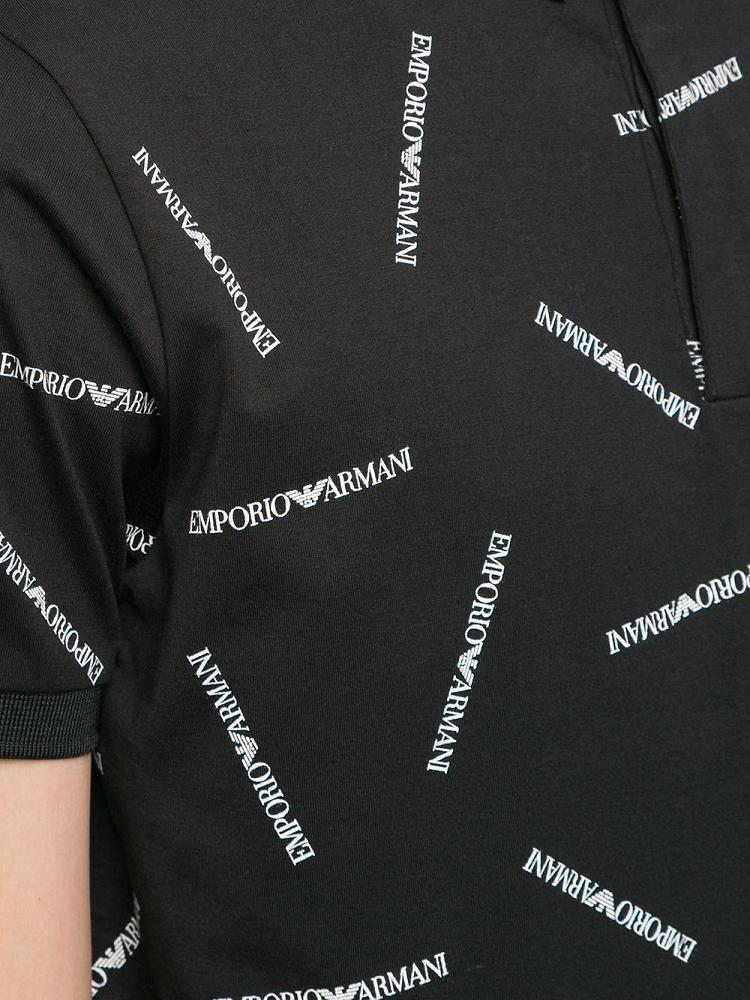 Armani Emporio Armani Logo Print Polo Majice Moški Črne | ZL4V2CF3