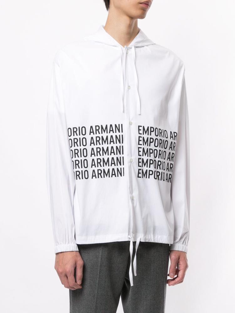 Armani Emporio Armani Logo Print Srajca Moški Bele Črne | 69Y9FD02