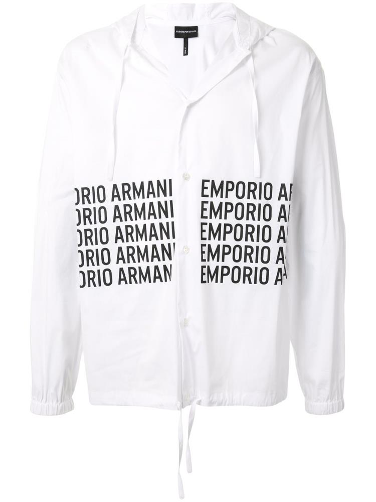 Armani Emporio Armani Logo Print Srajca Moški Bele Črne | 69Y9FD02