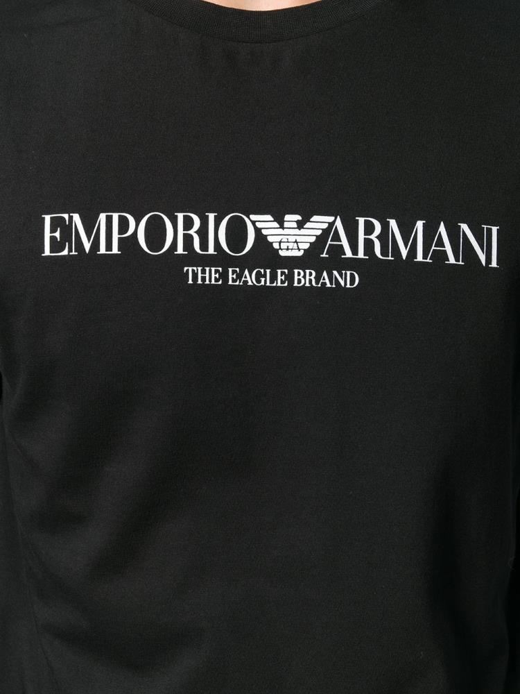 Armani Emporio Armani Logo Print Majice Moški Črne | 0049FIRY