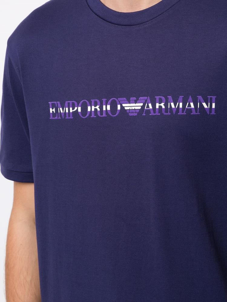 Armani Emporio Armani Logo Print Majice Moški Vijolične | 4RIRSYDH