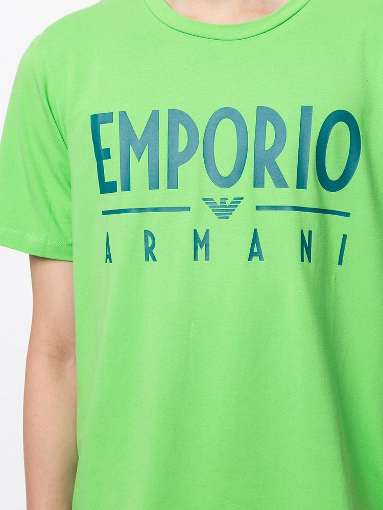 Armani Emporio Armani Logo Print Majice Moški Zelene | 6Y4AX776