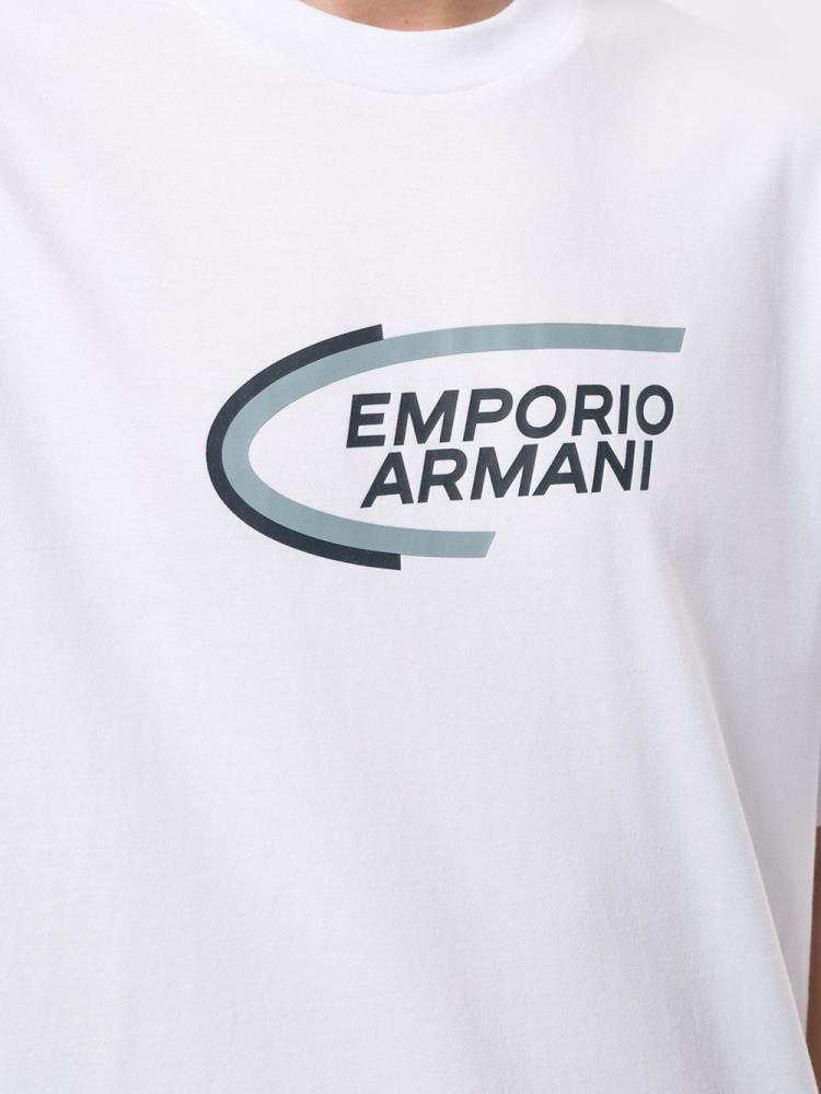 Armani Emporio Armani Logo Print Majice Moški Bele | BFUEEBIS