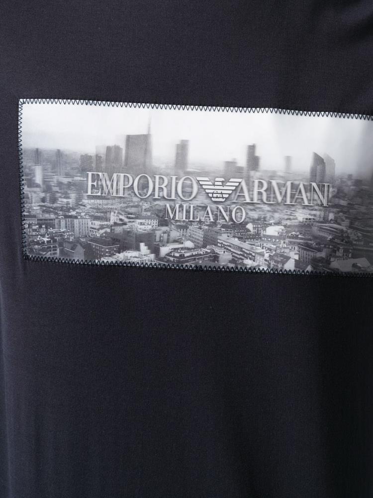 Armani Emporio Armani Logo Print Majice Moški Modre | CV0YR7E4