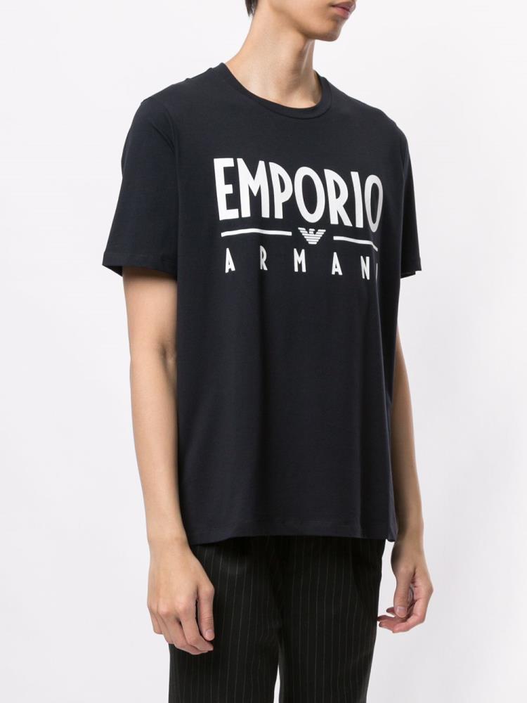 Armani Emporio Armani Logo Print Majice Moški Modre Bele | EQUCSA78