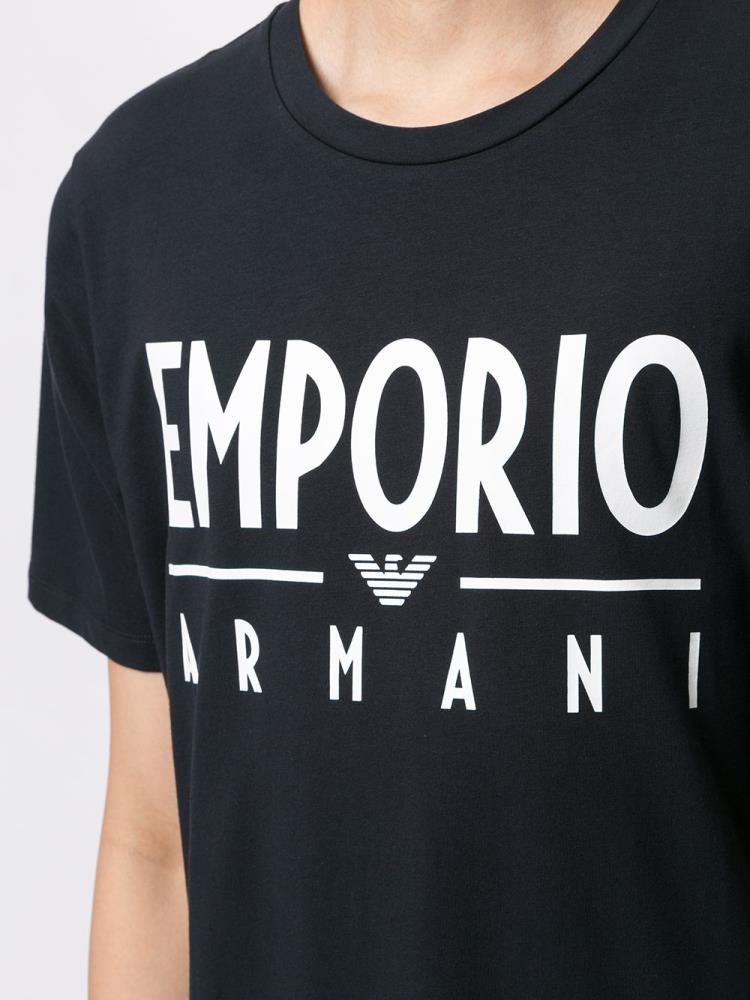 Armani Emporio Armani Logo Print Majice Moški Modre Bele | EQUCSA78