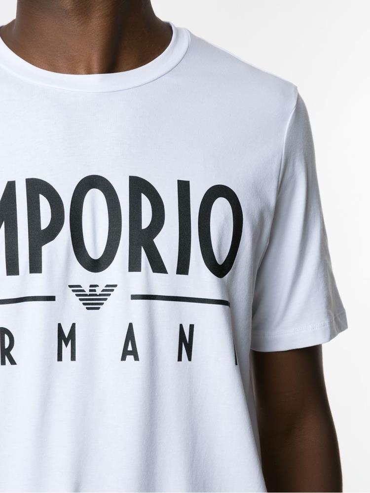 Armani Emporio Armani Logo Print Majice Moški Bele | ERC4XZTZ