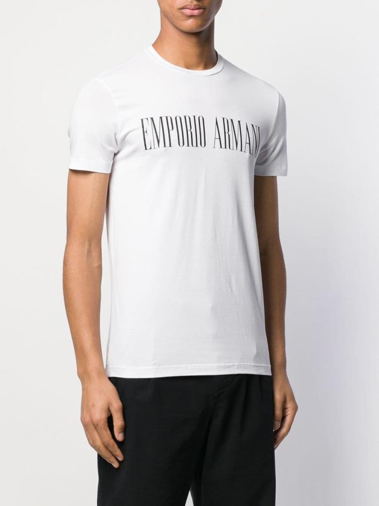 Armani Emporio Armani Logo Print Majice Moški Bele | HRIYQ5LO