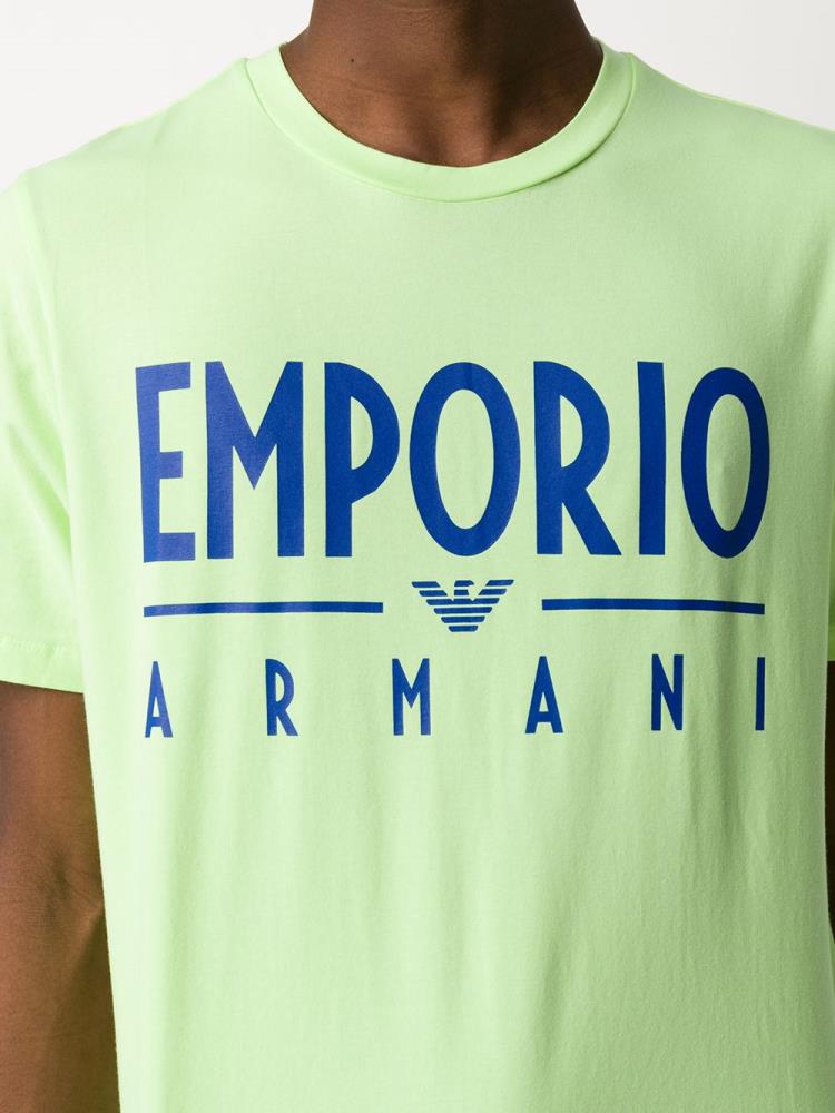 Armani Emporio Armani Logo Print Majice Moški Zelene | I6VURAJR