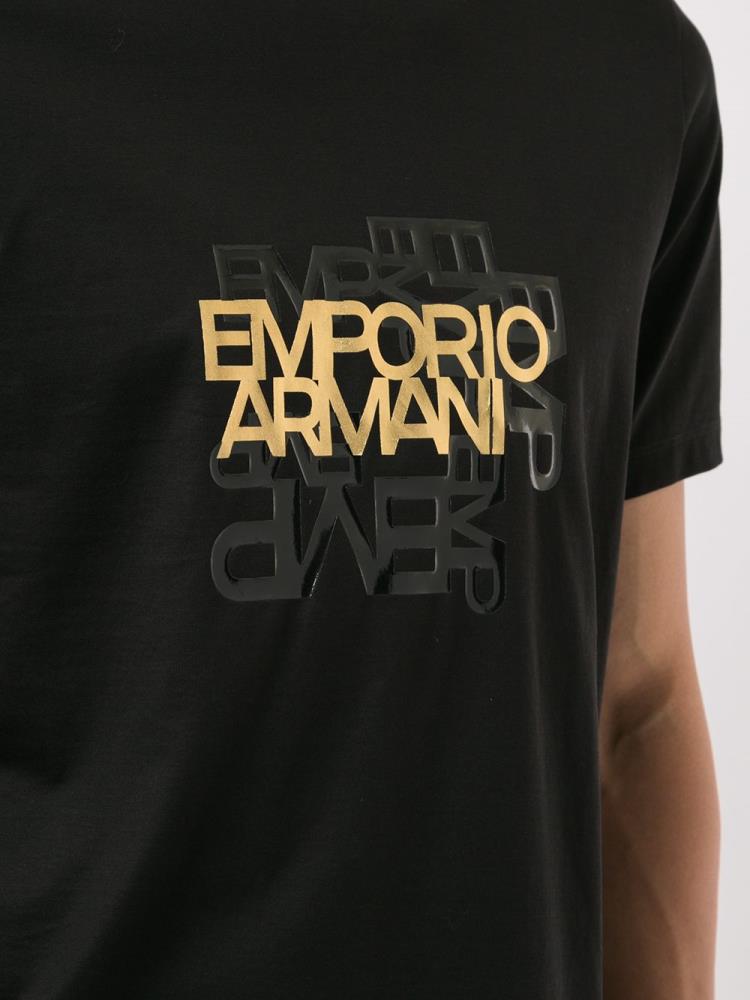 Armani Emporio Armani Logo Print Majice Moški Črne | KOIQI5D9