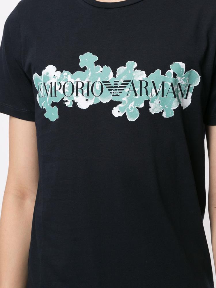 Armani Emporio Armani Logo Print Majice Moški Črne | WMQK10Z6