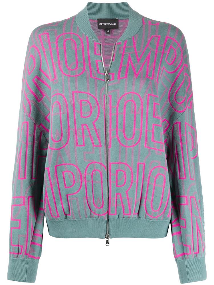 Armani Emporio Armani Logo Printed Bomber Jakne Ženske Zelene Roza | 3XM9PL4A