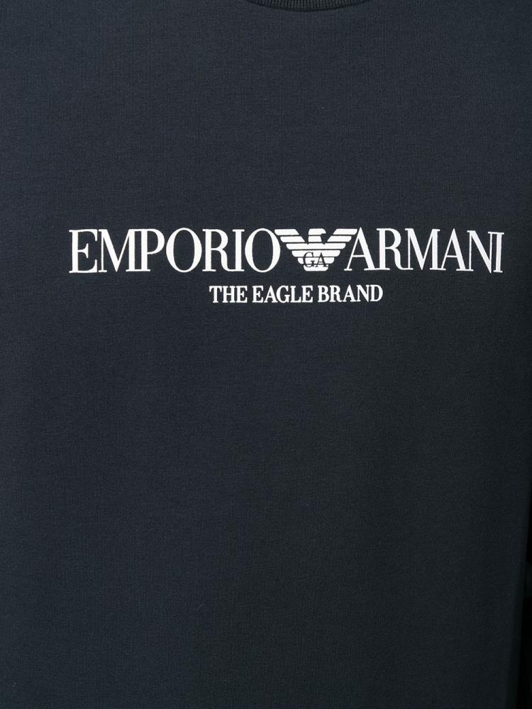 Armani Emporio Armani Logo Printed Športni Puloverji Moški Modre | CL3SJ4ND