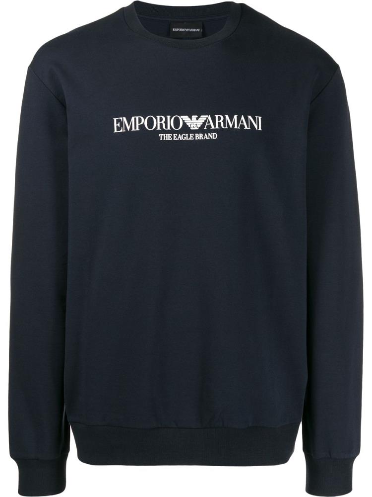 Armani Emporio Armani Logo Printed Športni Puloverji Moški Modre | CL3SJ4ND