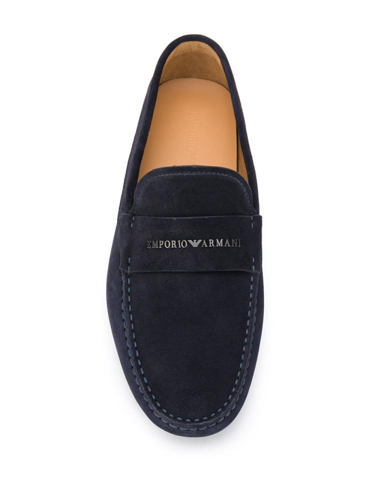 Armani Emporio Armani Logo Stamp Loaferji Moški Modre | EHZ2K6TR