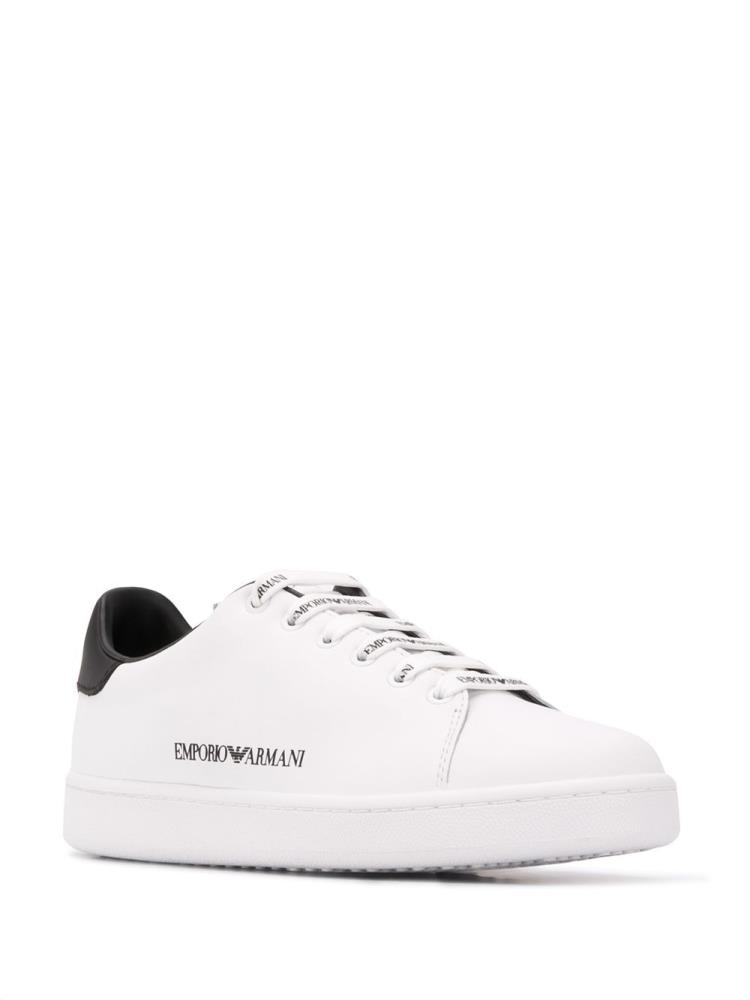 Armani Emporio Armani Logo Stamp Low Top Superge Ženske Bele | SDZ1YMXL