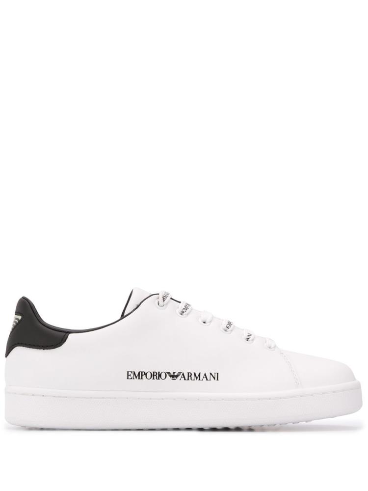 Armani Emporio Armani Logo Stamp Low Top Superge Ženske Bele | SDZ1YMXL