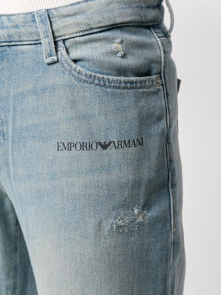 Armani Emporio Armani Logo Straight Leg Kavbojke Ženske Modre | EMSSJ5M9