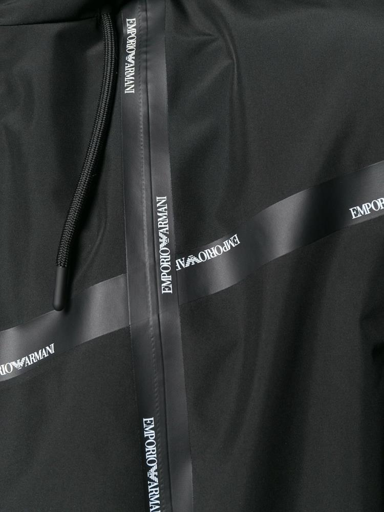 Armani Emporio Armani Logo Tape Hooded Track Top Moški Črne | P39UC1L2