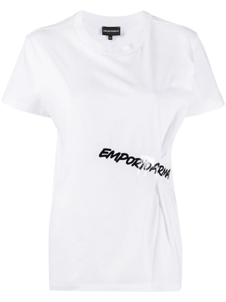 Armani Emporio Armani Logo Tape Short Sleeve Majice Ženske Bele | 97UTC96K