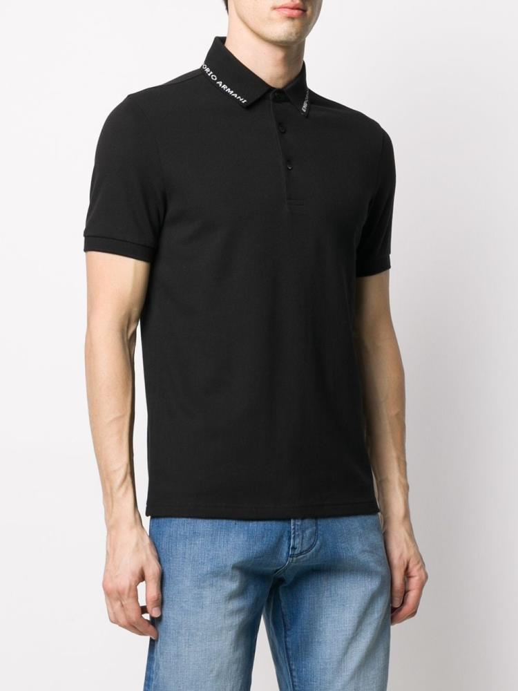 Armani Emporio Armani Logo Trimmed Polo Majice Moški Modre | UXW8JEQM