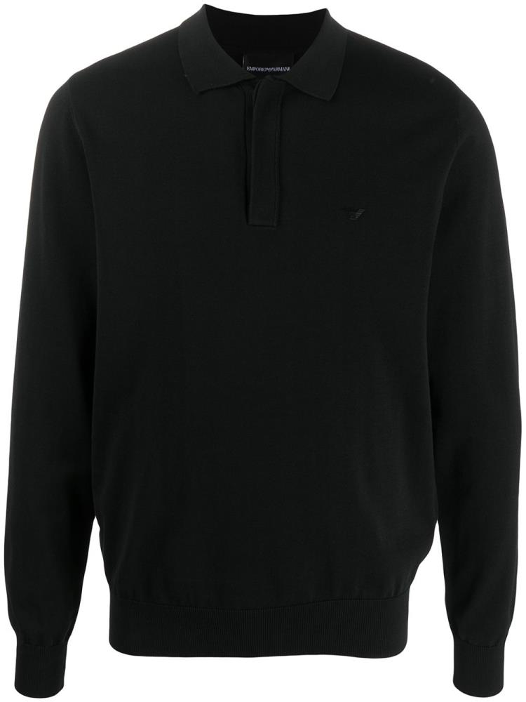 Armani Emporio Armani Long Sleeve Polo Majice Moški Črne | 7UZQQ2R7