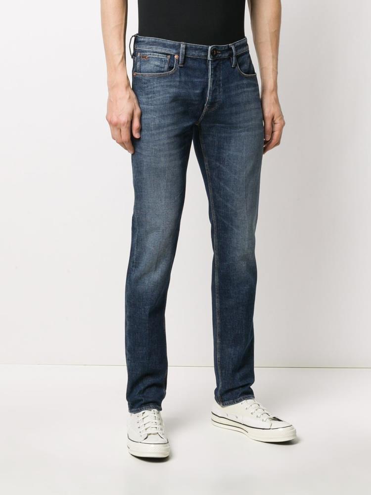 Armani Emporio Armani Low Rise Slim Fit Kavbojke Moški Modre | Q8F7O73I