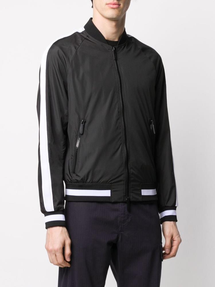 Armani Emporio Armani Mesh Stripe Detail Round Neck Bomber Jakne Moški Črne | KXQNJSS0