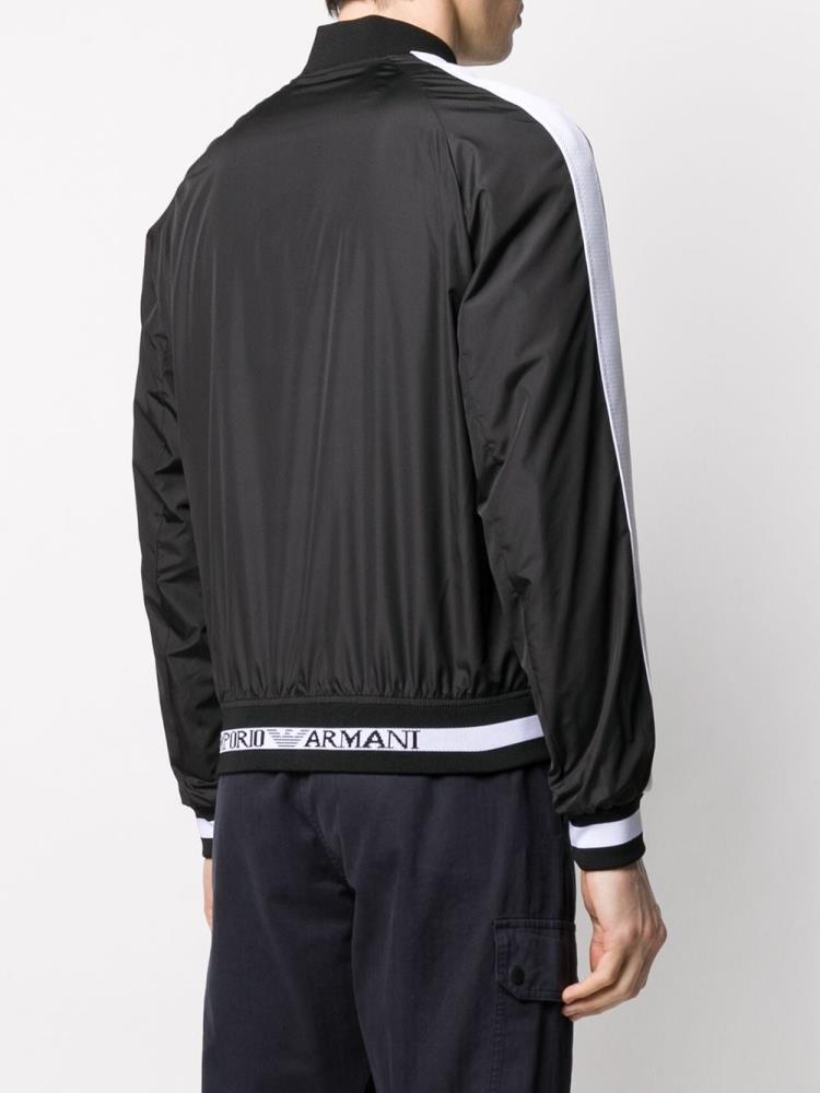 Armani Emporio Armani Mesh Stripe Detail Round Neck Bomber Jakne Moški Črne | KXQNJSS0