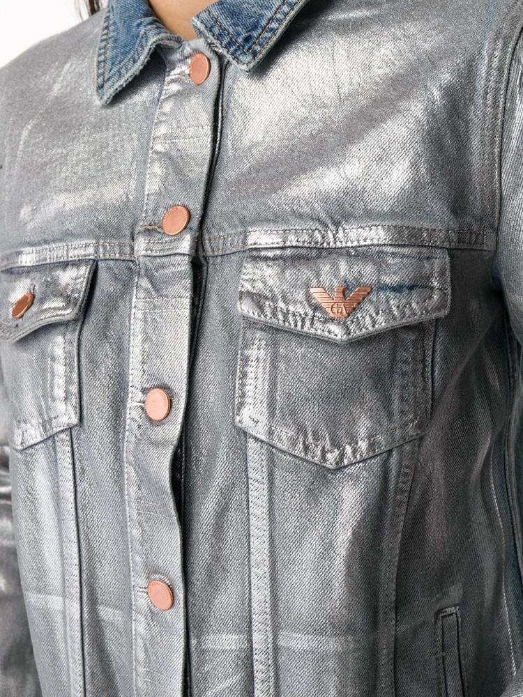 Armani Emporio Armani Metallic Denim Jakne Ženske Modre Srebrne | 67LYI9GM