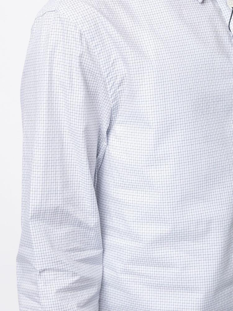 Armani Emporio Armani Micro Check Patterned Curved Hem Srajca Moški Bele Modre | FDUN576D