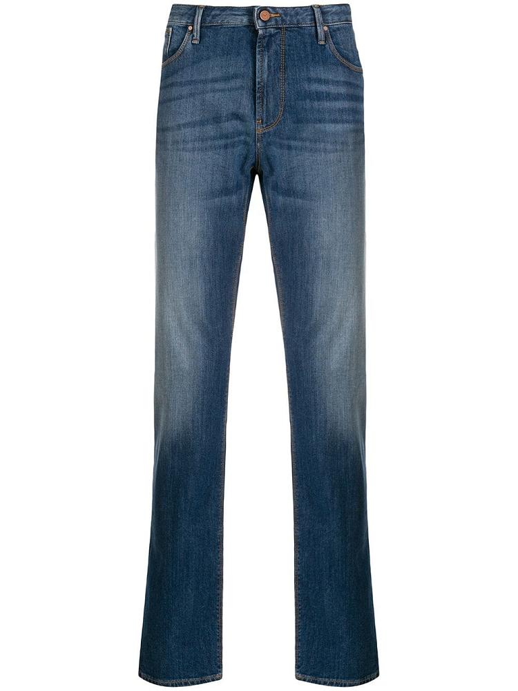 Armani Emporio Armani Mid Rise Slim Kavbojke Moški Modre | DMKLWUMU