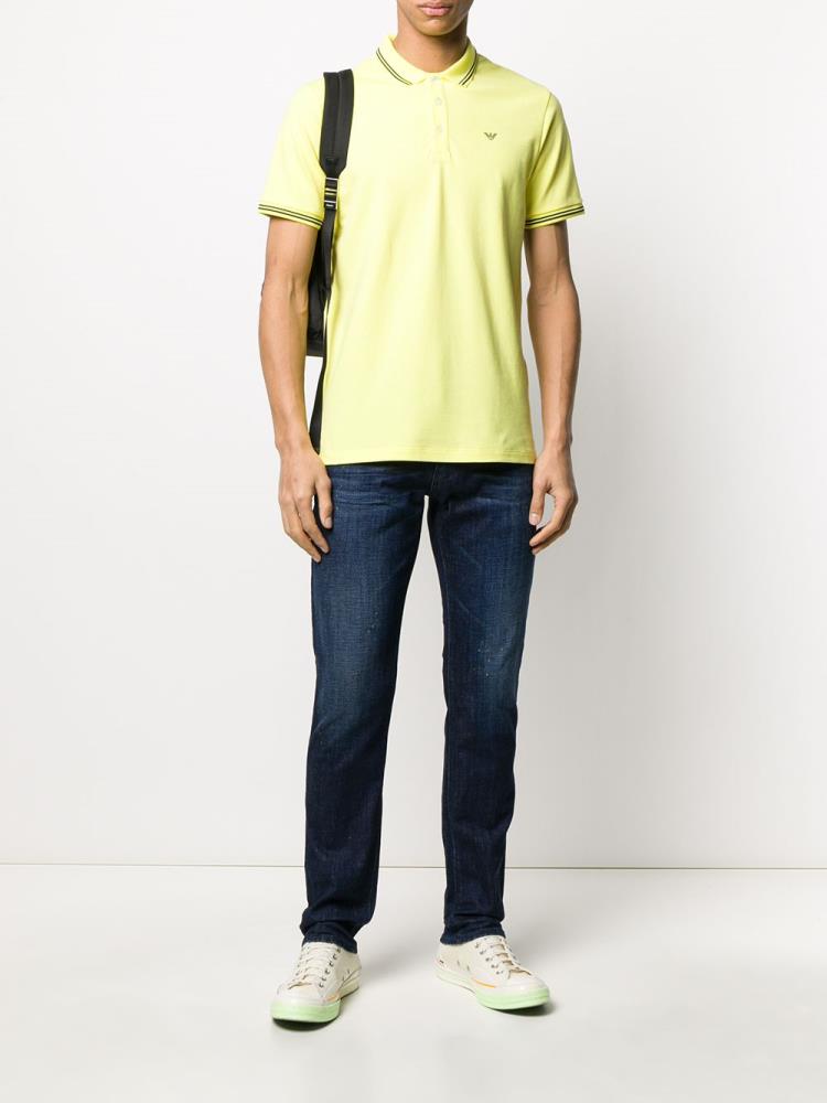 Armani Emporio Armani Neon Trimmed Straight Leg Kavbojke Moški Modre | XHK9CQ4Z