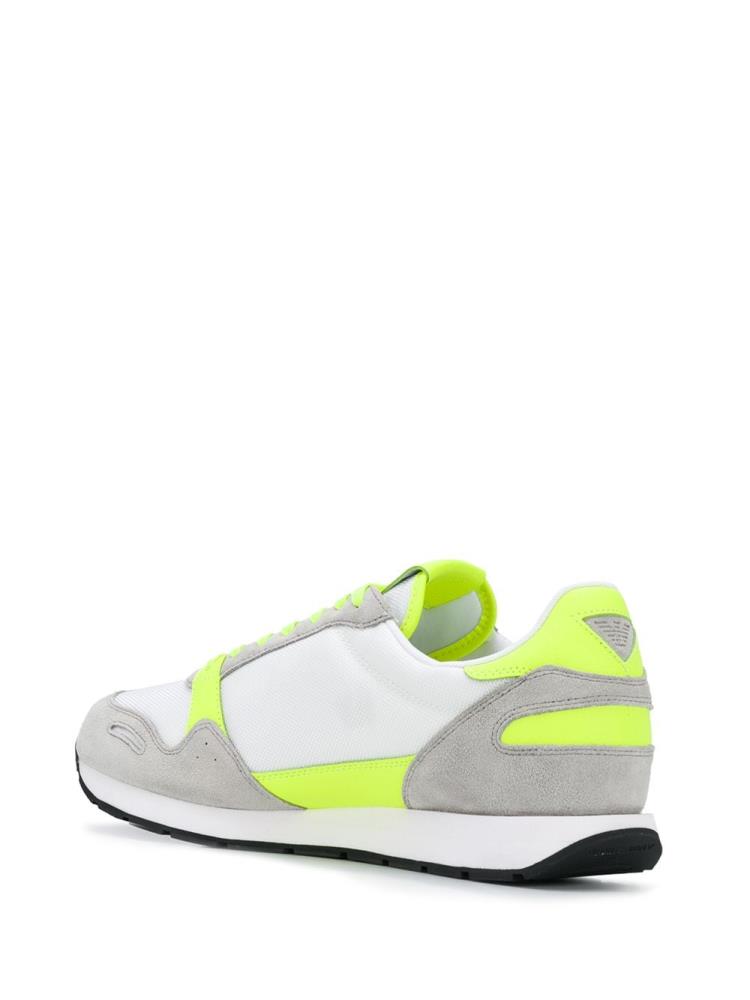 Armani Emporio Armani Neon Trimmed Suede Panel Low Top Superge Moški Bele | ONNFP9GA