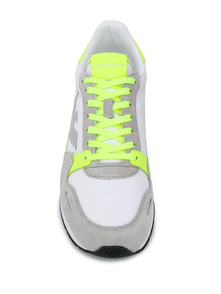 Armani Emporio Armani Neon Trimmed Suede Panel Low Top Superge Moški Bele | ONNFP9GA