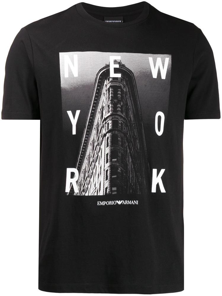 Armani Emporio Armani New York Print Majice Moški Črne | Q7RNQ4A5