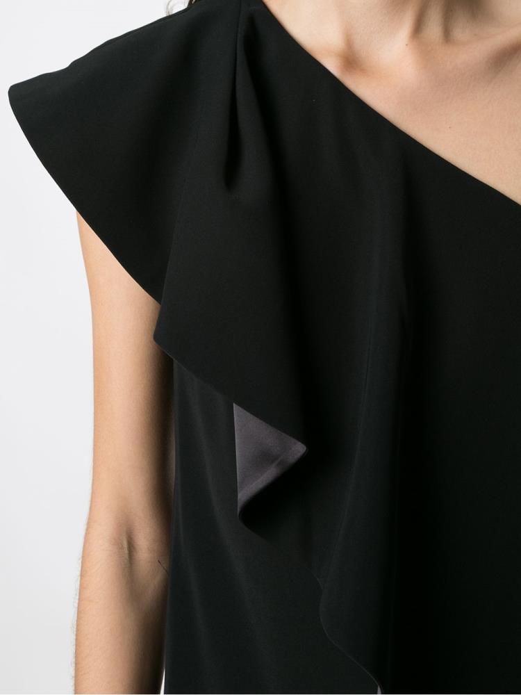 Armani Emporio Armani One Shoulder Ruffle Obleke Ženske Črne | O3N23PB7