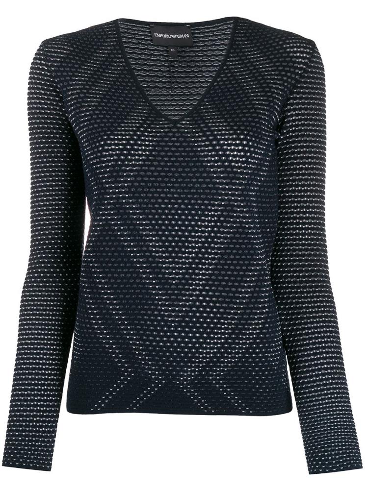 Armani Emporio Armani Open Knit Argyle Top Ženske Modre | L4XPXWAG