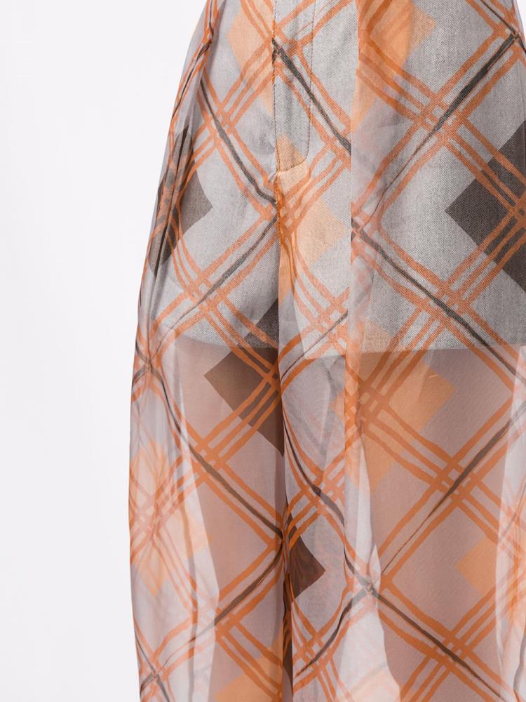 Armani Emporio Armani Oversized Check Sheer Hlače Ženske Sive Oranžne | 76UECSJ1