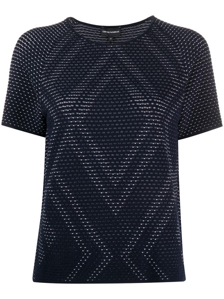 Armani Emporio Armani Perforated Knit Top Ženske Modre | A9PXTWA6