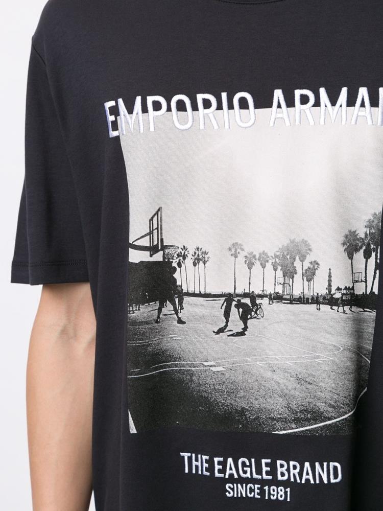 Armani Emporio Armani Photo Print Majice Moški Modre Večbarvni | OH1OZN7J