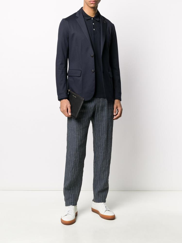 Armani Emporio Armani Pinstripe Straight Hlače Moški Modre | PF6JGDZG