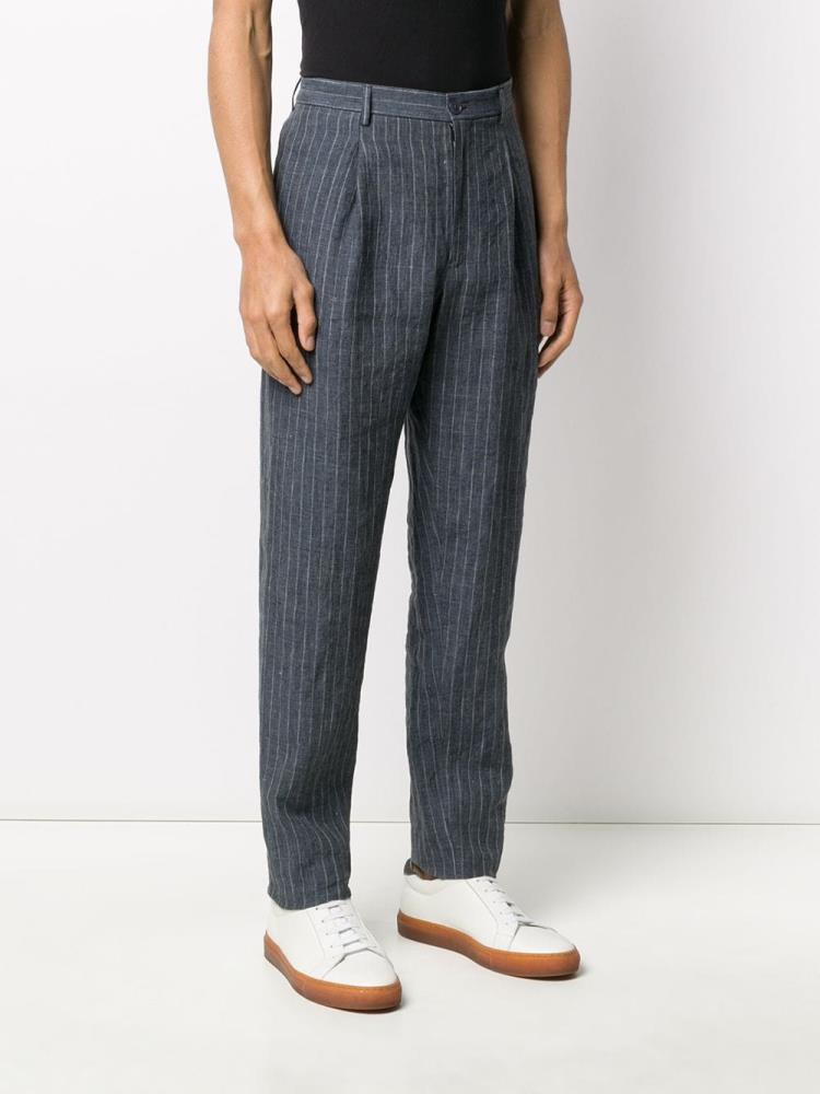 Armani Emporio Armani Pinstripe Straight Hlače Moški Modre | PF6JGDZG