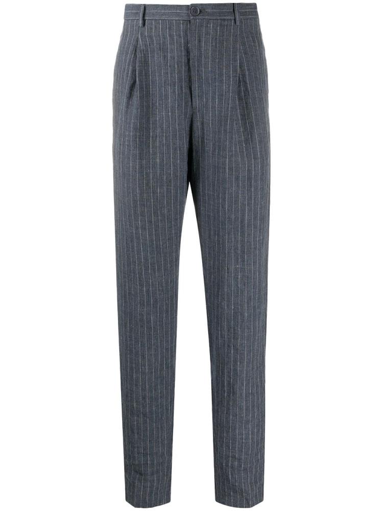 Armani Emporio Armani Pinstripe Straight Hlače Moški Modre | PF6JGDZG